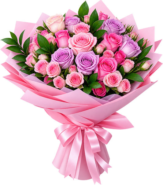 Pink & Lavender Rose Bouquet – Same-Day Flower Delivery Dubai