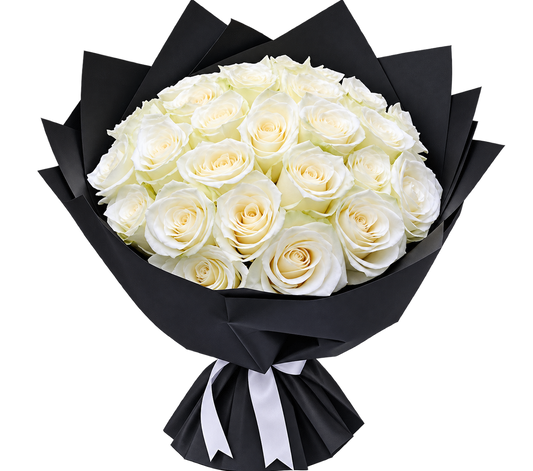 Midnight White Rose Bouquet
