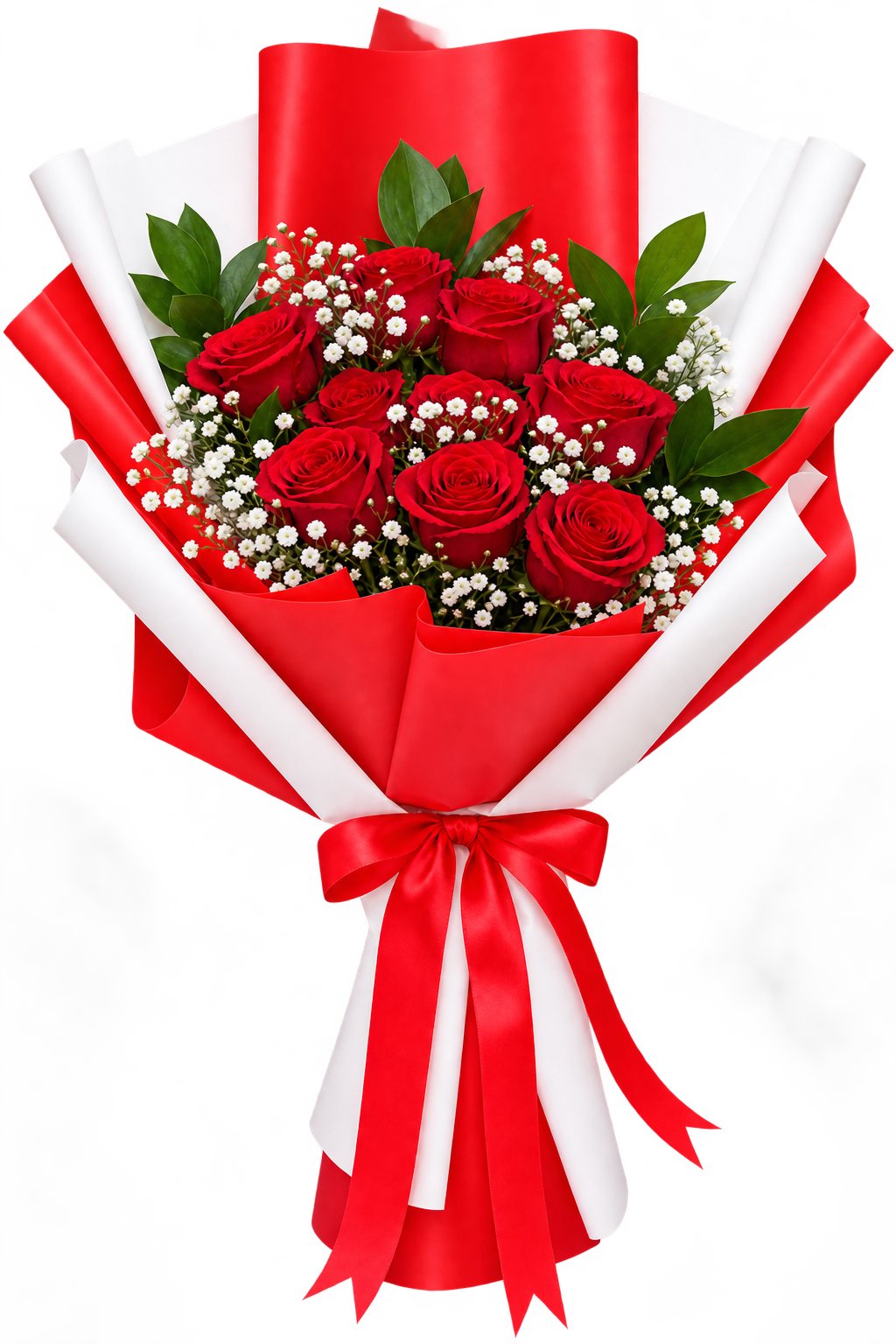 Classic Red Rose Bouquet with Baby's Breath